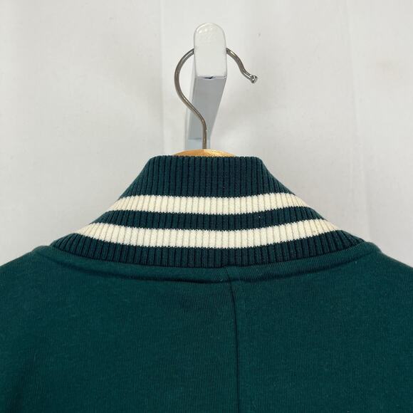 LOU & GREY Loft Crest Varsity Jacket Embroidered Bomber Green White Size L - Picture 7 of 8